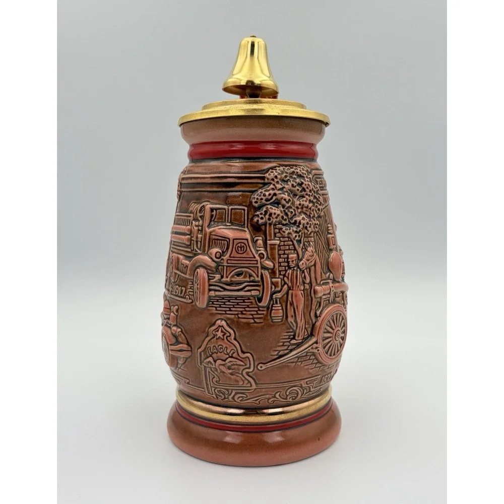 Vintage Avon 1989 Tribute to American Firefighters Collectors Fireman Stein Bell